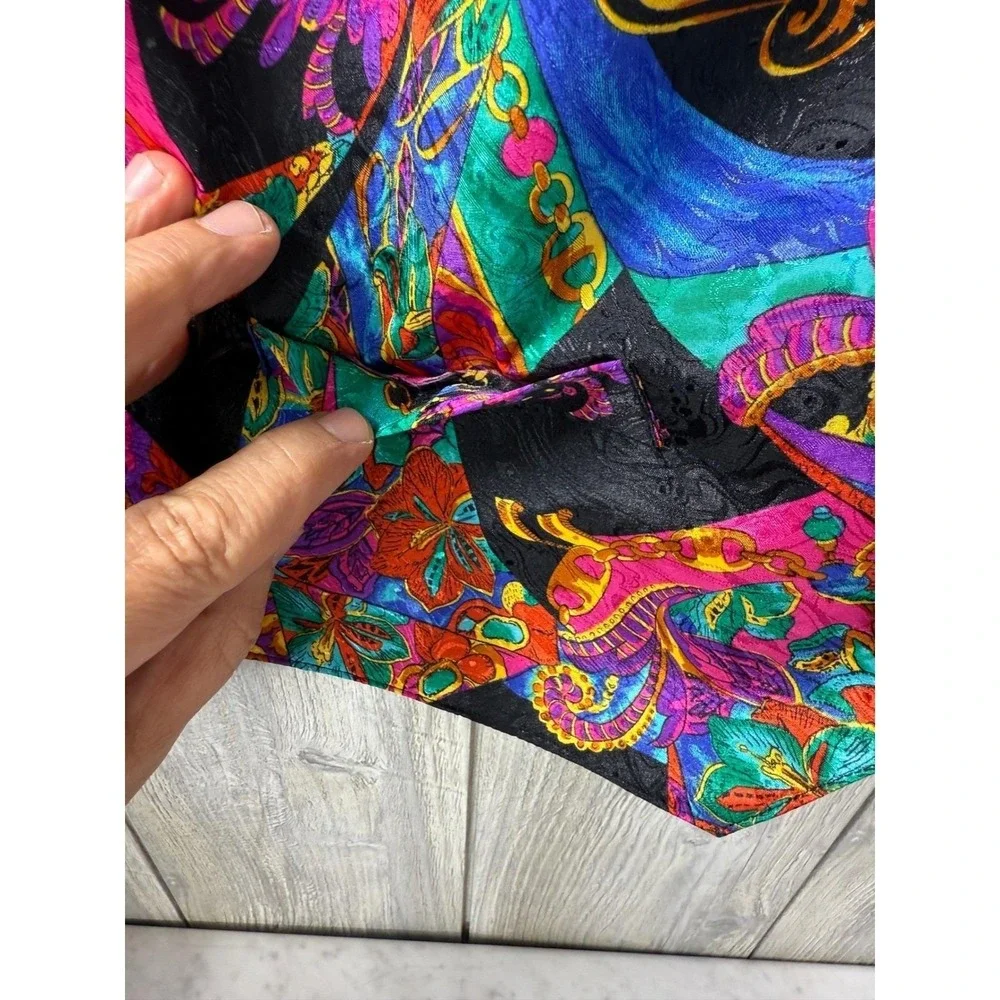 Sine Qua Non Vintage 90s Baroque Scarf Print Vest Multi Color Mens Large L